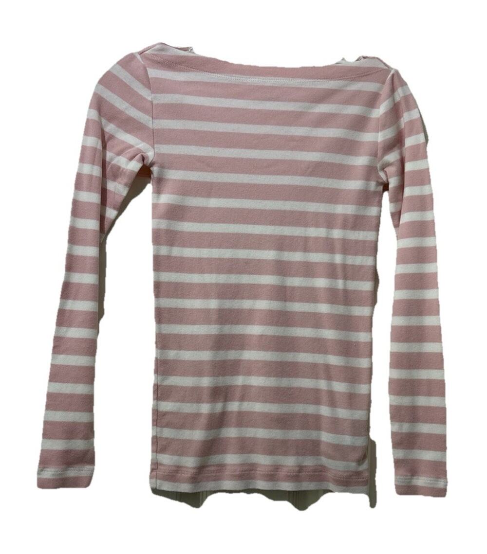 Gap Pink-and-white striped long-sleeve T-shirt Size XS Pima Cotton Modal Blend